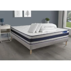 ACTISOMPack prêt a dormir matelas Ressorts ensaches Memoire de forme ACTIFLEX ERGO sommier KIT gris