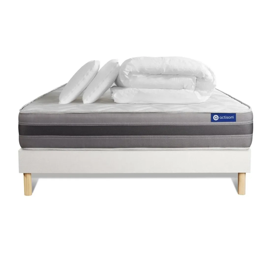 ACTISOMPack prêt a dormir matelas ACTIMEMO RELAX memoire de forme Maxi epaisseur sommier KIT blanc
