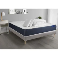 ACTISOMPack prêt a dormir matelas Memoire de forme ACTIMEMO SLEEP 5 zones confort sommier KIT gris