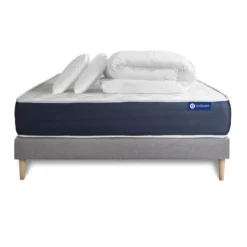 ACTISOMPack prêt a dormir matelas Memoire de forme ACTIMEMO SLEEP 5 zones confort sommier KIT gris