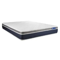 ACTISOMPack prêt a dormir Matelas Latex memoire de forme sommier KIT gris 2 oreillers couette