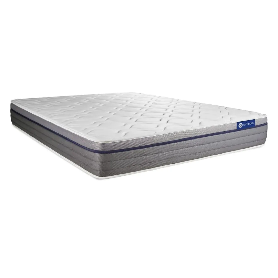 ACTISOMPack prêt a dormir matelas Latex et Memoire de forme ACTILATEX ZEN sommier KIT gris 2 oreillers et couette