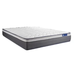ACTISOMPack prêt a dormir matelas avec 2 oreillers couette ACTIFLEX PLUS Ressorts ensaches Memoire de forme sommier KIT gris