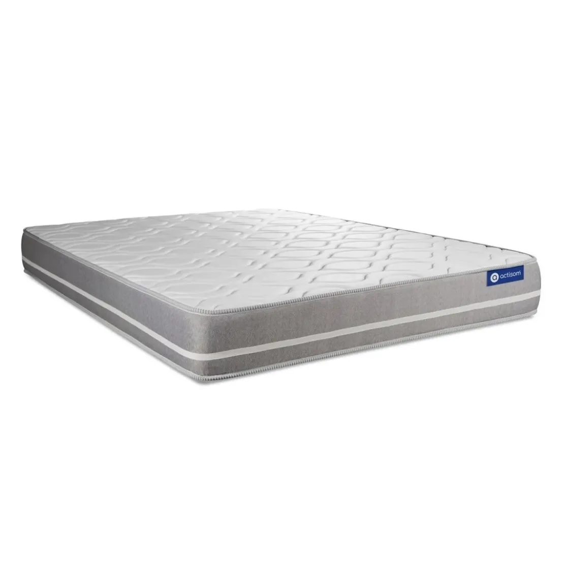 ACTISOMPack prêt a dormir matelas 2 oreillers et couette Memoire de forme ACTIMEMO TOUCH 3 zones confort sommier KIT gris