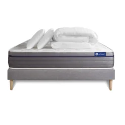 ACTISOMPack prêt a dormir matelas Memoire de forme ACTIMEMO ZEN 7 zones de confort sommier KIT gris