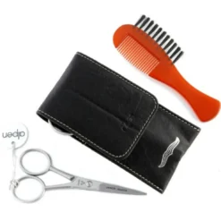 AlpenKit D'entretien Barbe & Moustache - Ciseaux + Peigne-Brosse