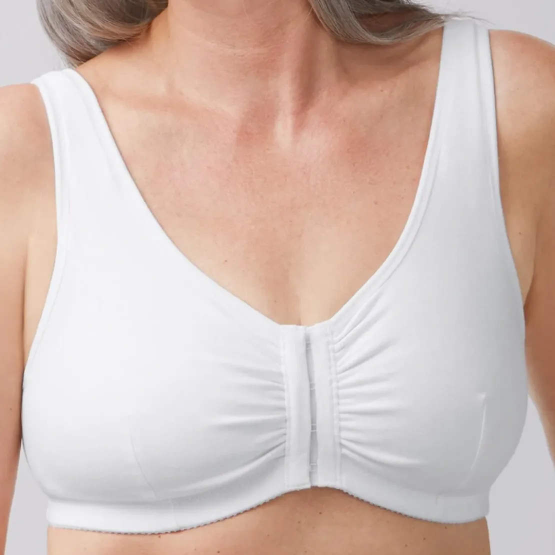 Amoena LingerieBrassière blanc - post opératoire avec poches - sans armatures en coton - Fleur