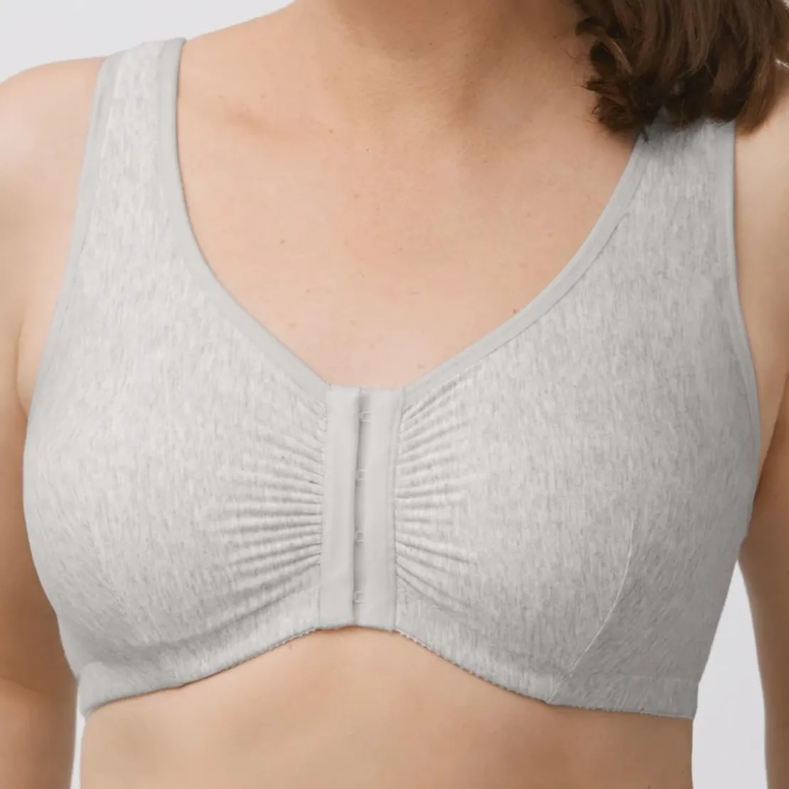 Amoena LingerieBrassière gris - post opératoire avec poches - sans armatures en coton - Fleur