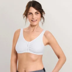 Amoena LingerieSoutien-gorge sans armatures ouvert devant Blanc AMEONA en coton- Frances