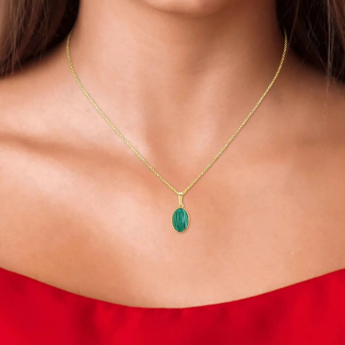 Angèle M BijouxCollier femme - B2458-MALACHITE- Angèle M