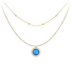 Angèle M BijouxCollier femme B2126-BLEU+B2370-DORE - Angèle M