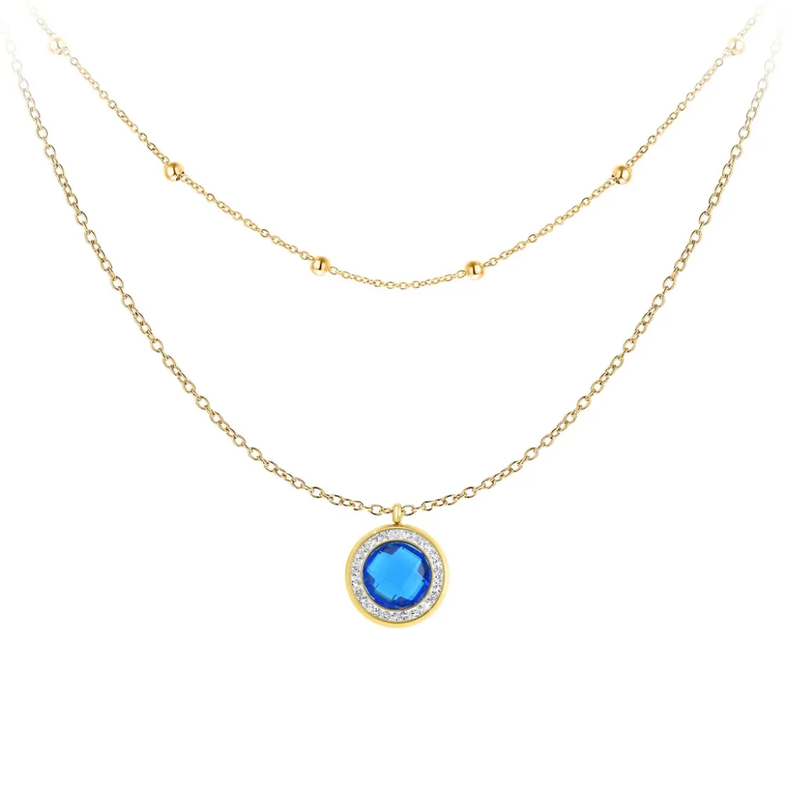 Angèle M BijouxCollier femme B2126-BLEU+B2370-DORE - Angèle M