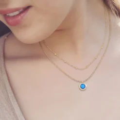 Angèle M BijouxCollier femme B2126-BLEU+B2370-DORE - Angèle M