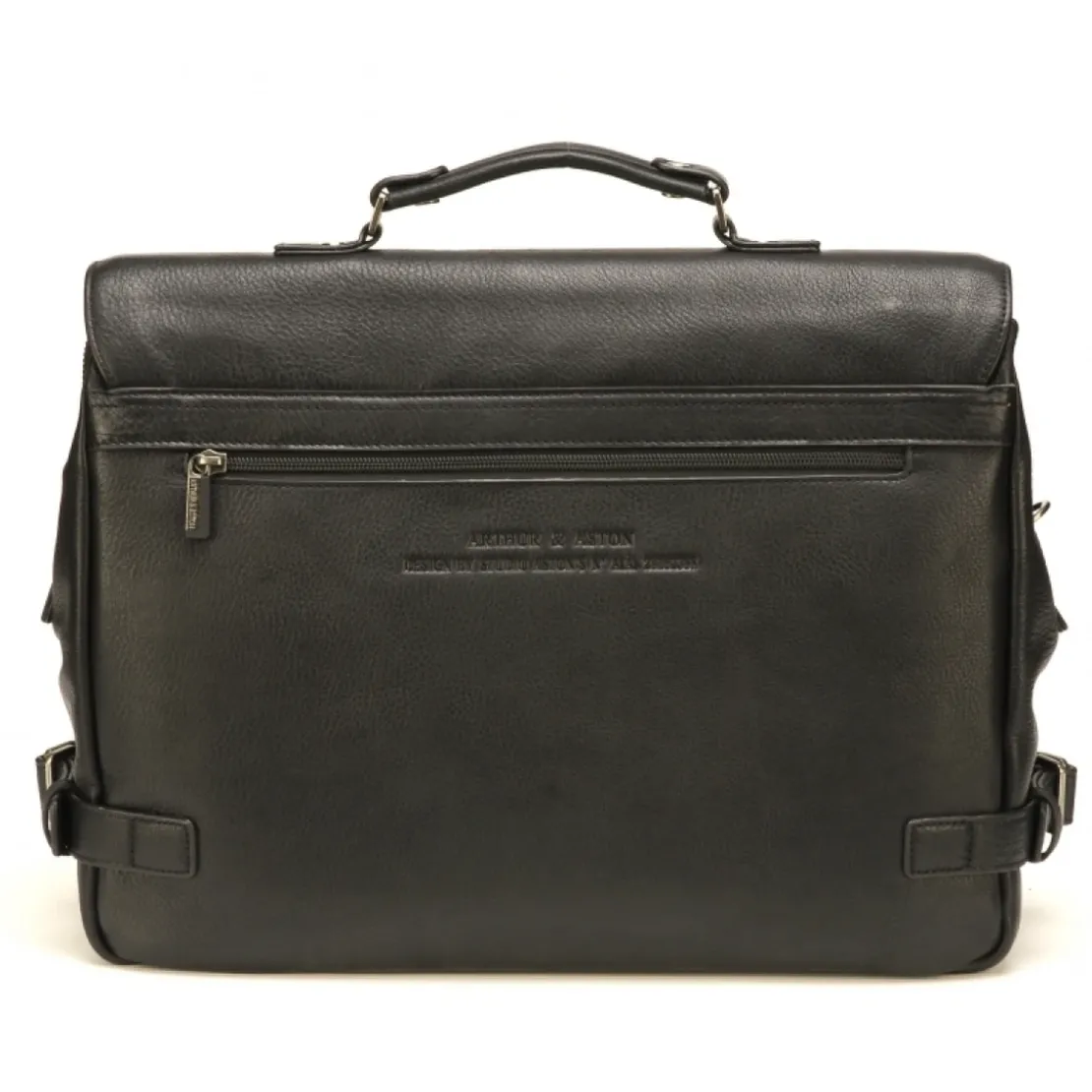 Arthur & AstonPorte-Document noir en cuir