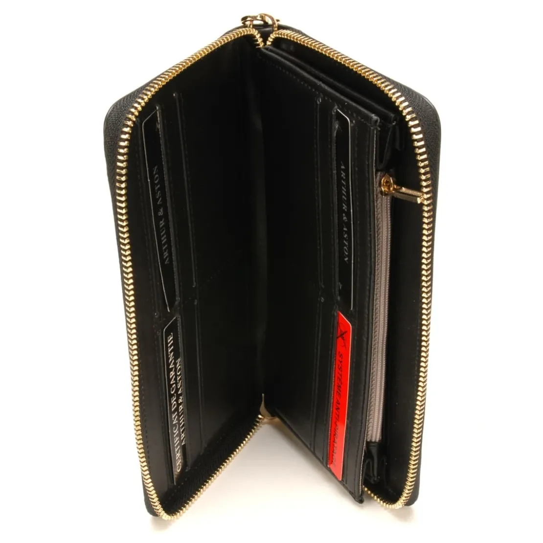 Arthur & AstonPortefeuille Compagnon- Cuir lisse noir Noir