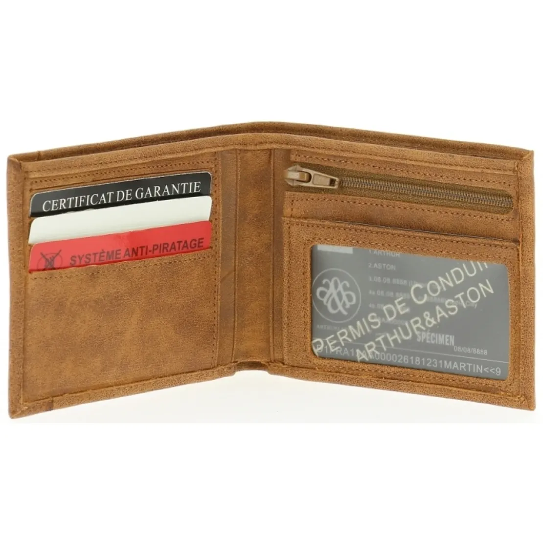 Arthur & AstonPortefeuille Cuir Vachette - Doublure Coton Marron noir