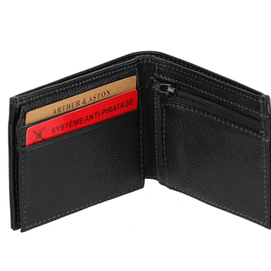 Arthur & AstonPortefeuille italien en cuir véritable noir