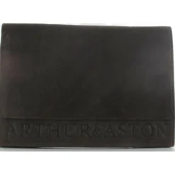 Arthur & AstonPORTEFEUILLE 3 VOLETS DEPLIANT - Cuir de Vachette chataigne noir