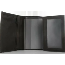 Arthur & AstonPORTEFEUILLE 3 VOLETS DEPLIANT - Cuir de Vachette chataigne noir