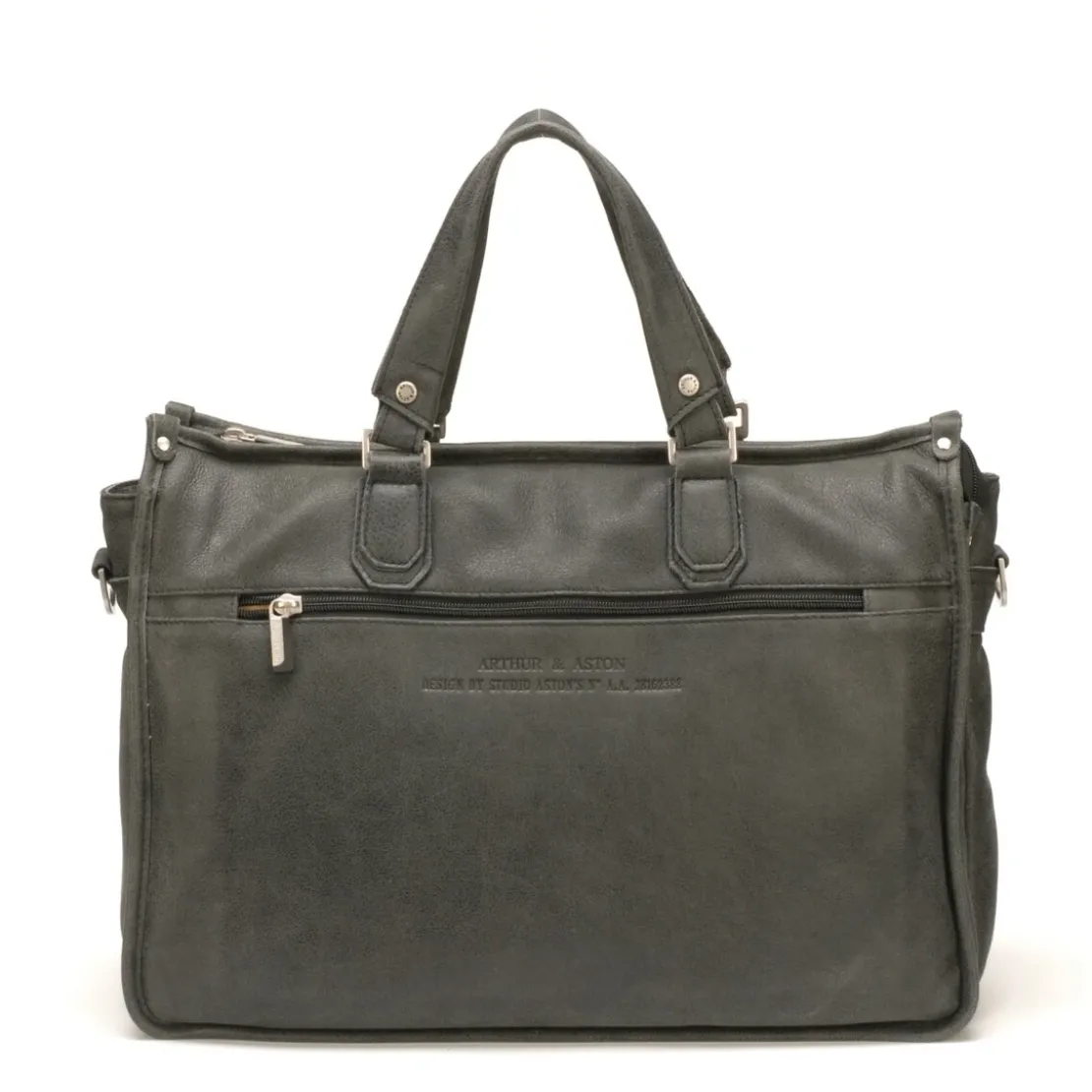 Arthur & AstonSac porte main souffletsG/bleu - Arthur&Aston - Cuir - Homme Noir