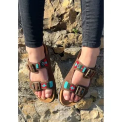 Atelier TropézienMules double brides En Cuir - Marron