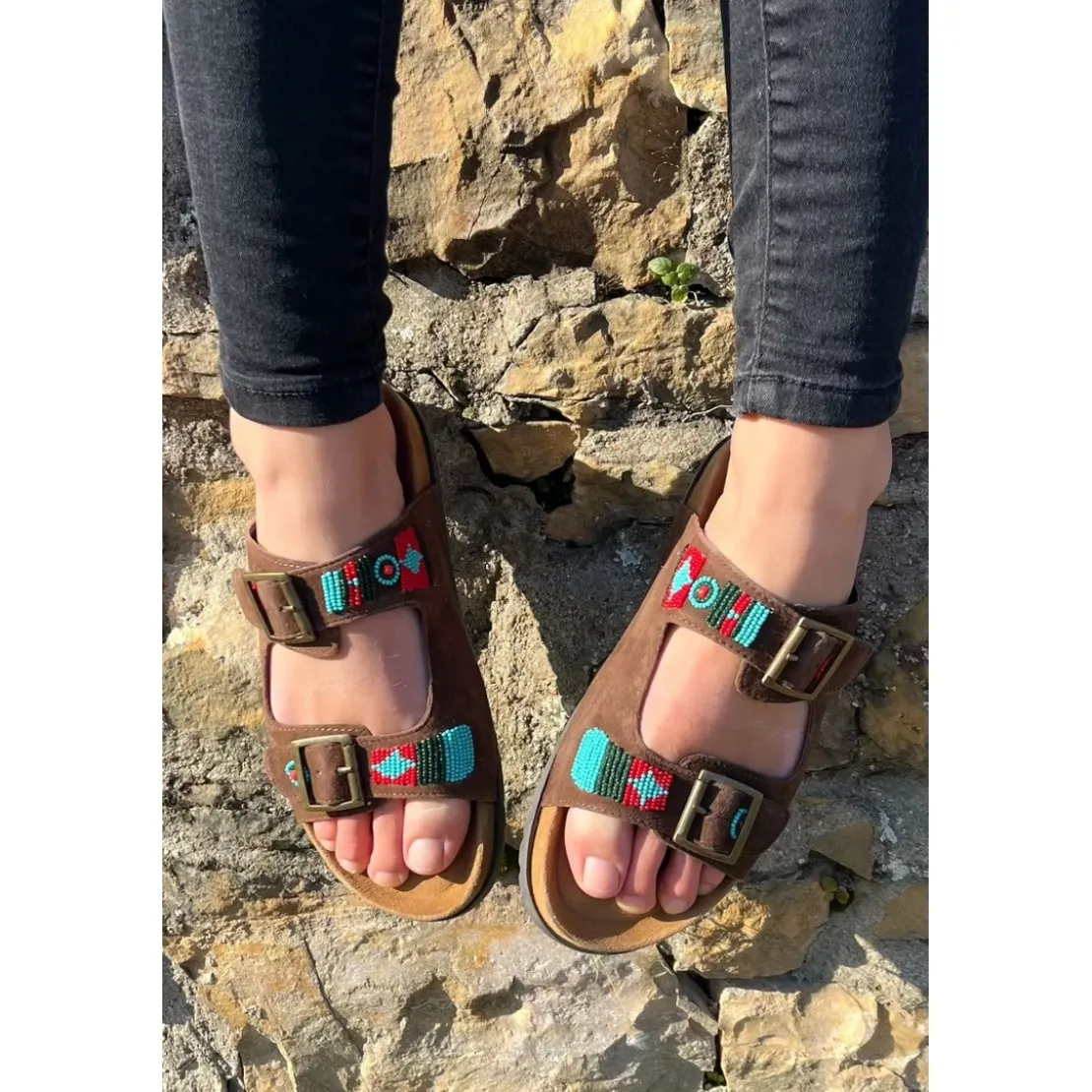 Atelier TropézienMules double brides En Cuir - Marron