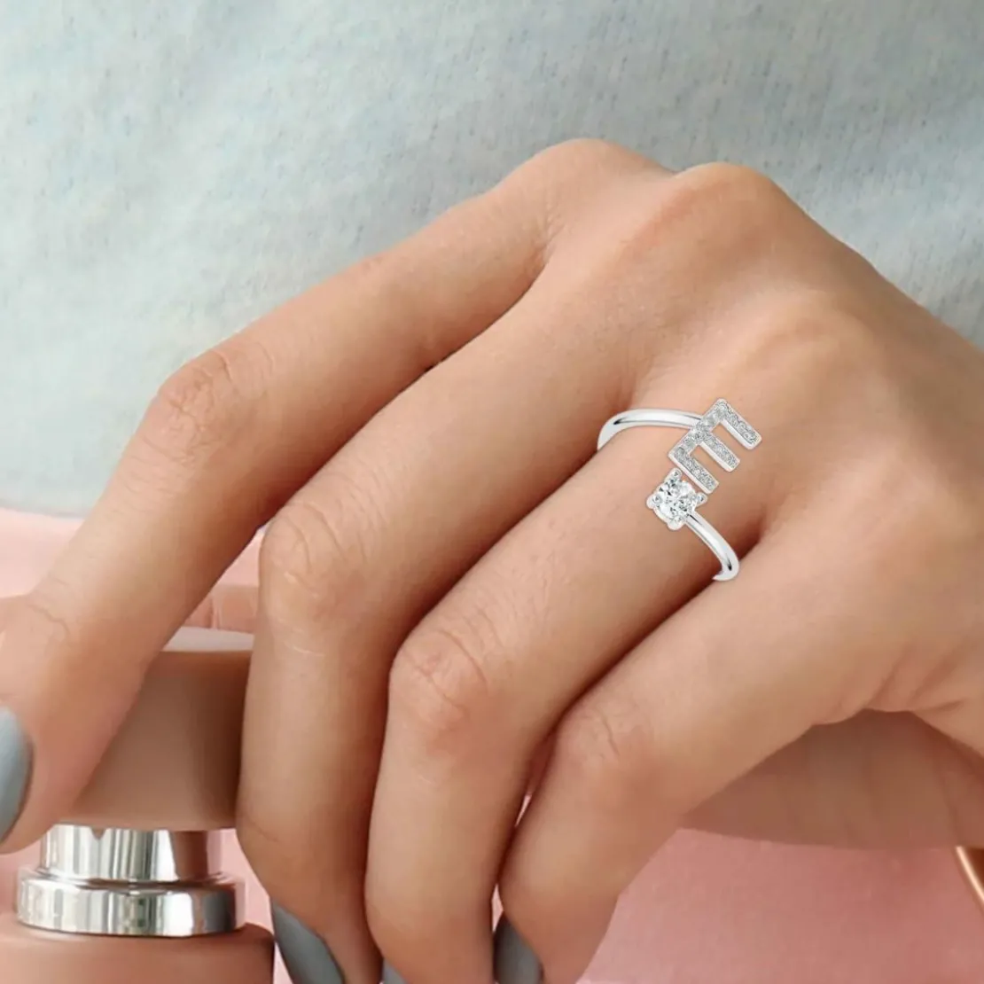 AthèmeBague initiale E Femme Athème B2804-E - Métal Argent