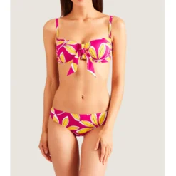 Aubade MaillotsHaut de maillot de bain bandeau sans armatures rose- Danse de feuilles