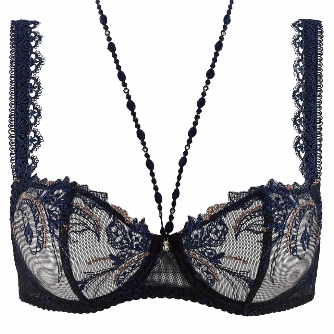 AubadeSoutien Gorge - Corbeille Armaturé - Noir bleu- Amour Précieux