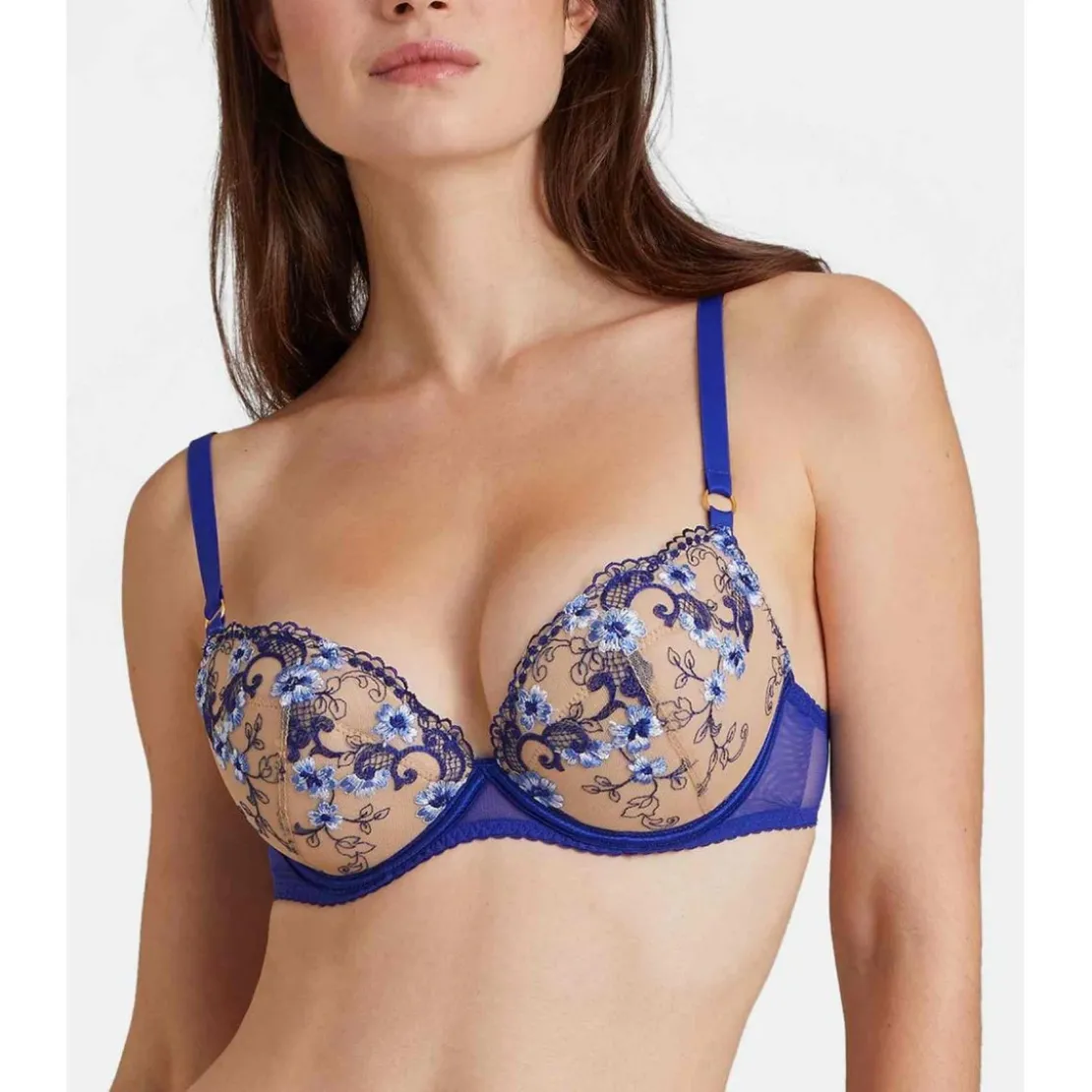 AubadeSoutien-gorge plongeant armatures Bleu Idylle A Giverny- IDYLLE A GIVERNY