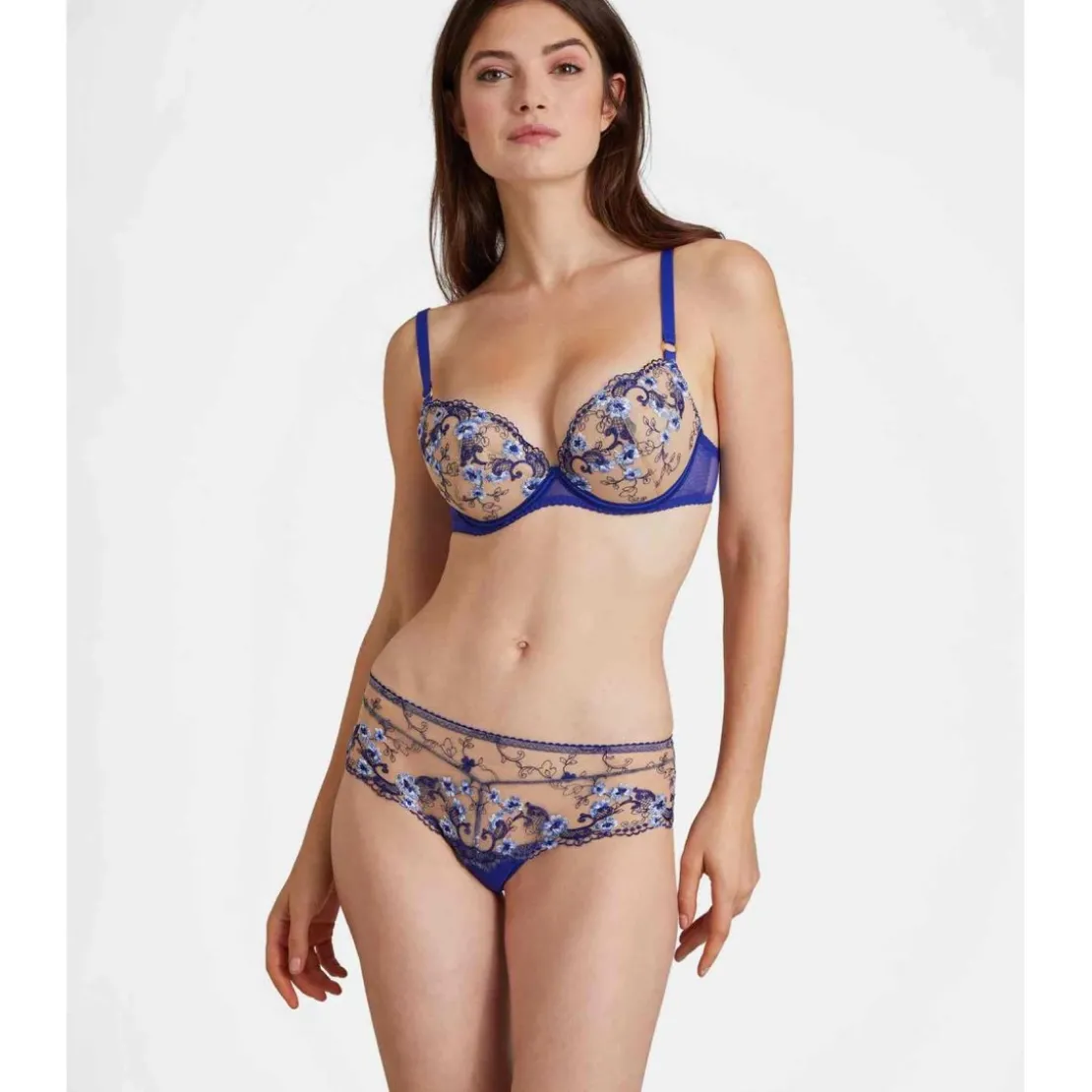 AubadeSoutien-gorge plongeant armatures Bleu Idylle A Giverny- IDYLLE A GIVERNY