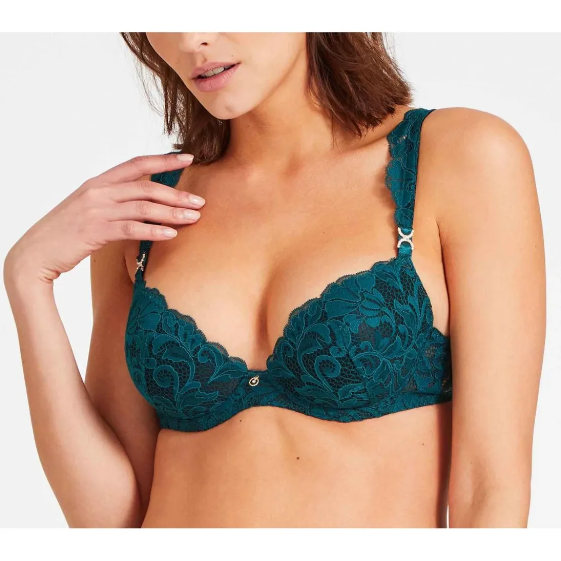 AubadeSoutien-gorge push-up plongeant armatures - Vert en dentelle- MON BIJOU
