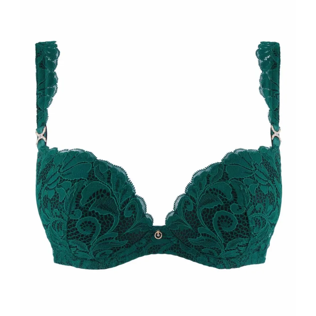 AubadeSoutien-gorge push-up plongeant armatures - Vert en dentelle- MON BIJOU