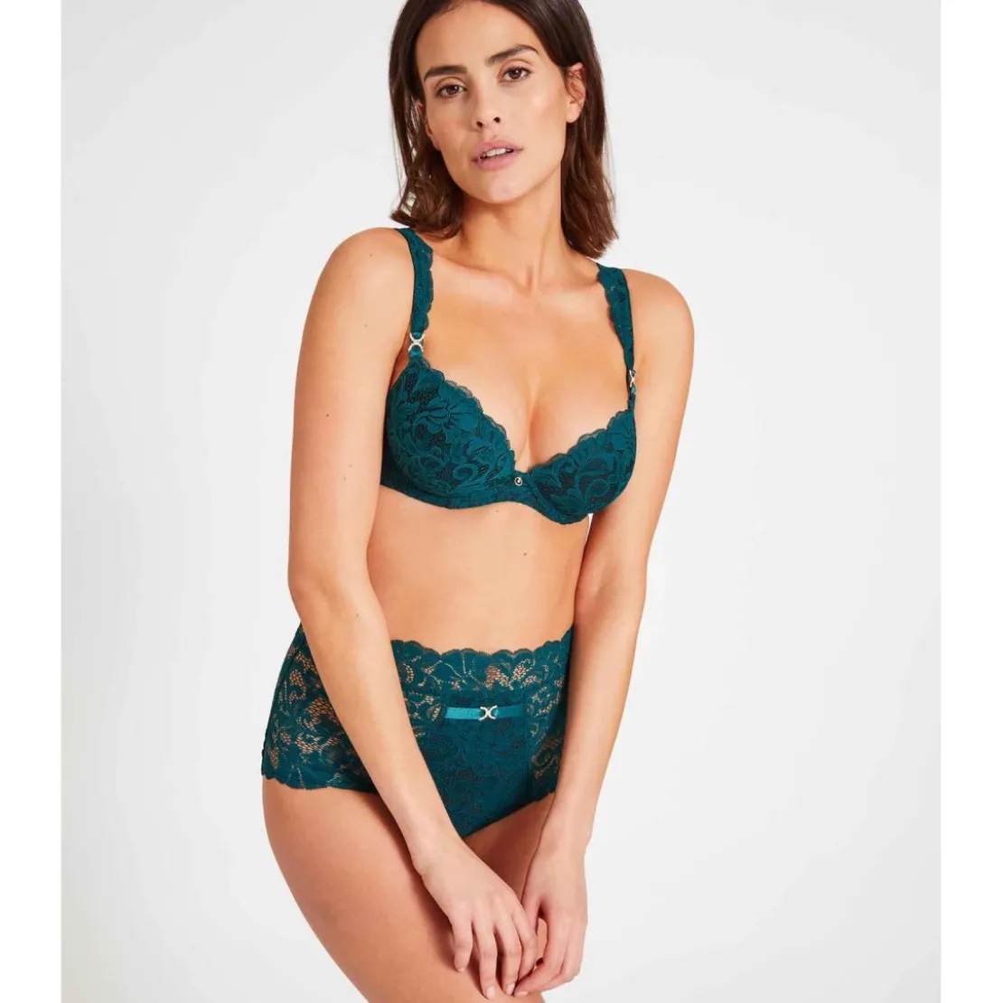AubadeSoutien-gorge push-up plongeant armatures - Vert en dentelle- MON BIJOU