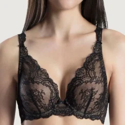 AubadeSoutien-gorge triangle plongeant armatures noir- Danse des Sens