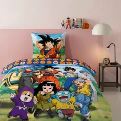 AymaxParure housse de couette garçon DRAGON BALL Z multicolore réversible en polycoton 140x200 cm + taie