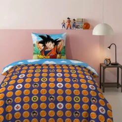 AymaxParure housse de couette garçon DRAGON BALL Z multicolore réversible en polycoton 140x200 cm + taie