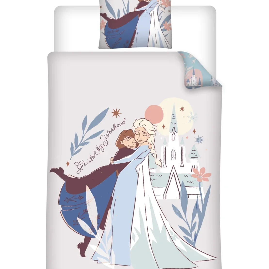 AymaxParure housse de couette fille réversible écru à motif placé FROZEN en coton 140x200 cm + 1 taie