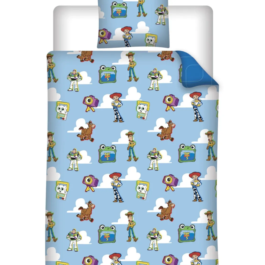 AymaxParure housse de couette garçon TOY STORY bleu réversible en polycoton 140x200 cm + taie