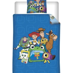 AymaxParure housse de couette garçon TOY STORY bleu réversible en polycoton 140x200 cm + taie