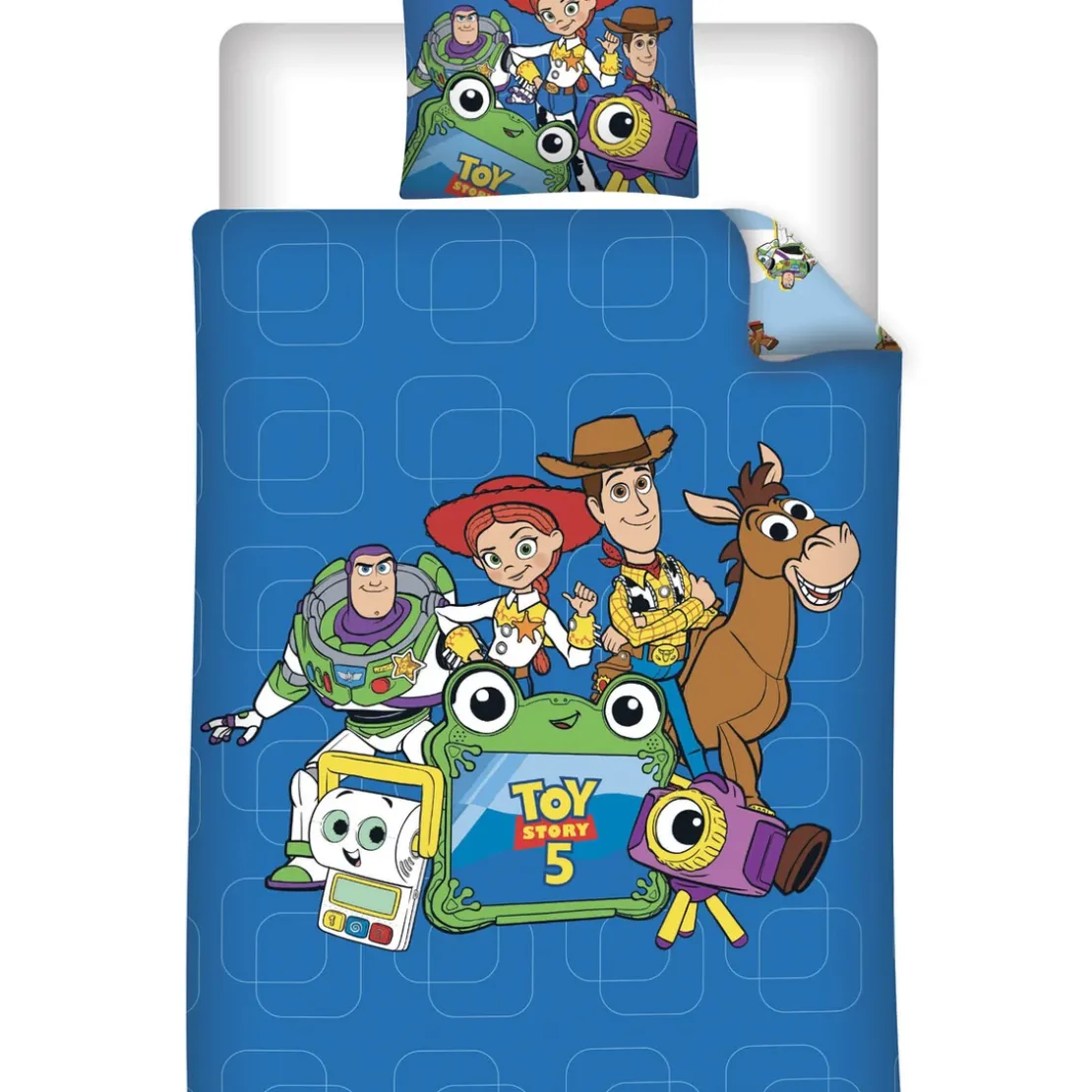 AymaxParure housse de couette garçon TOY STORY bleu réversible en polycoton 140x200 cm + taie
