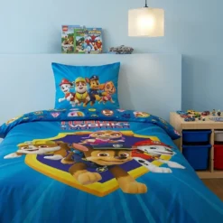 AymaxParure housse de couette enfant mixte PAW PATROL bleu réversible en coton 140x200 cm +1 taie