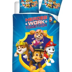 AymaxParure housse de couette enfant mixte PAW PATROL bleu réversible en coton 140x200 cm +1 taie