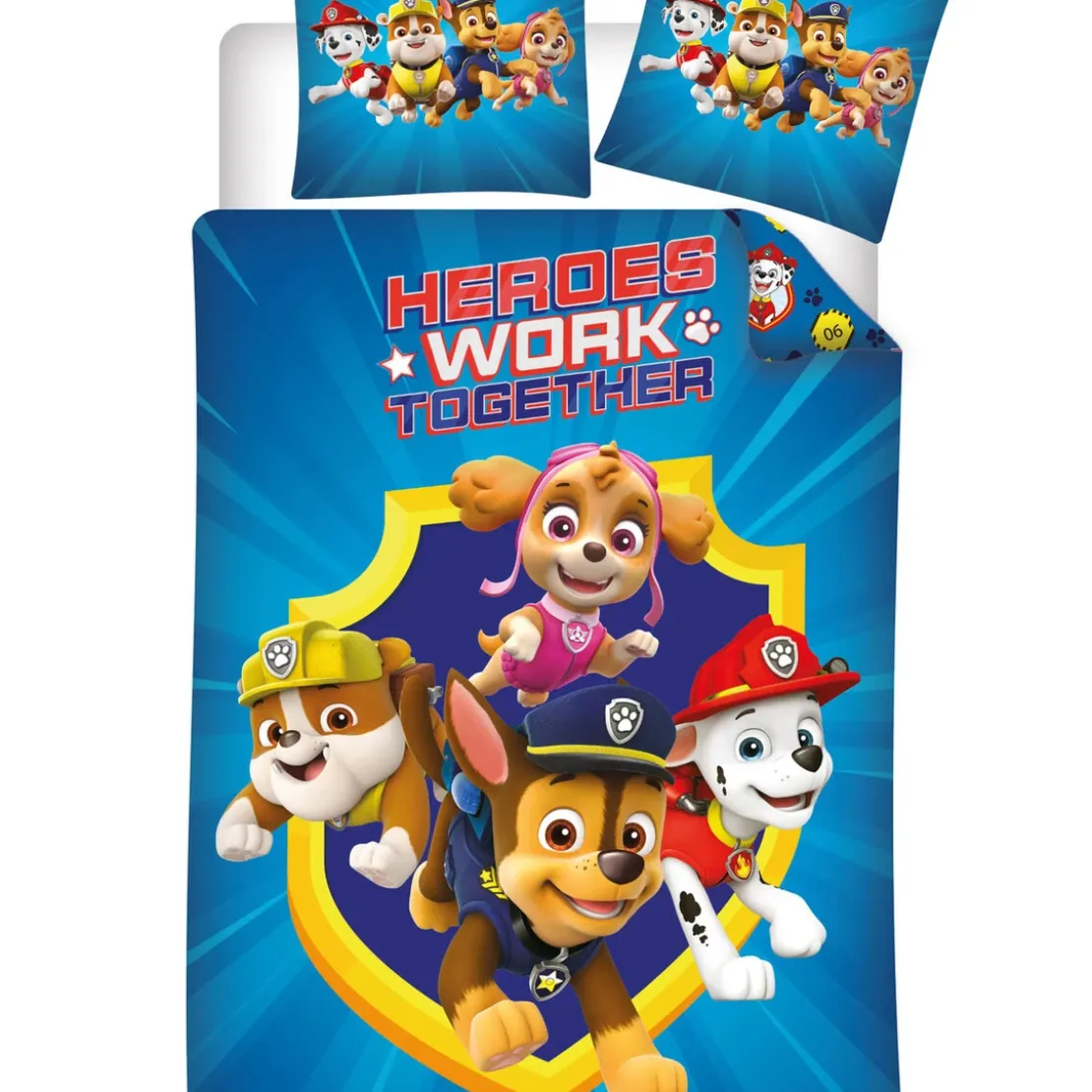 AymaxParure housse de couette enfant mixte PAW PATROL bleu réversible en coton 140x200 cm +1 taie