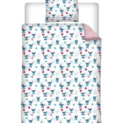 AymaxParure housse de couette enfant mixte STITCH turquoise réversible en polycoton 140x200 cm + 1 taie