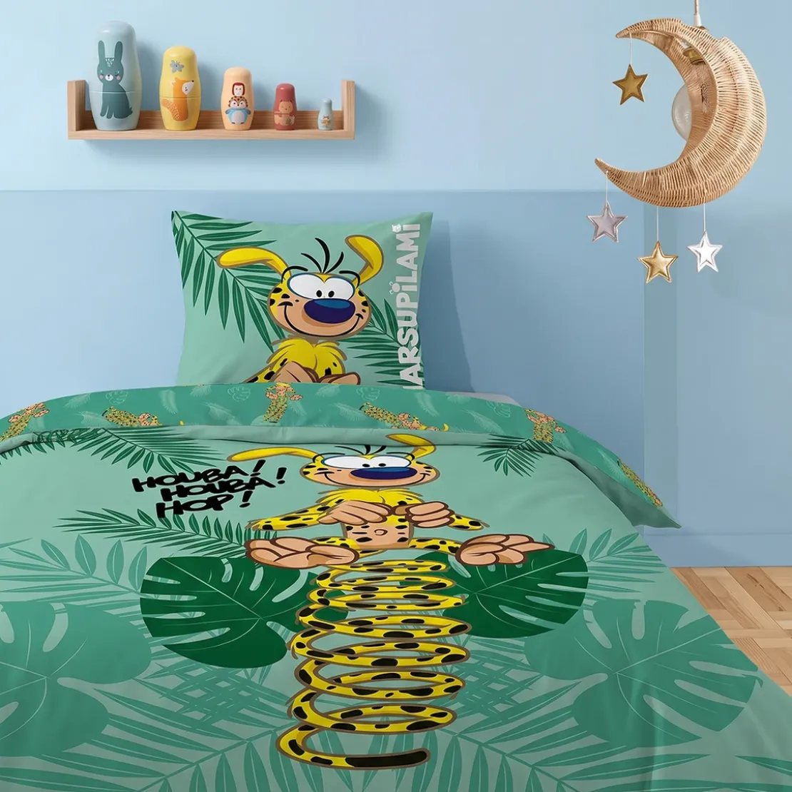 AymaxParure housse de couette enfant mixte MARSUPILAMI vert clair réversible en polycoton 140x200 cm + taie