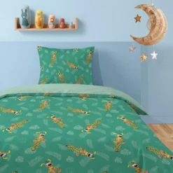 AymaxParure housse de couette enfant mixte MARSUPILAMI vert clair réversible en polycoton 140x200 cm + taie