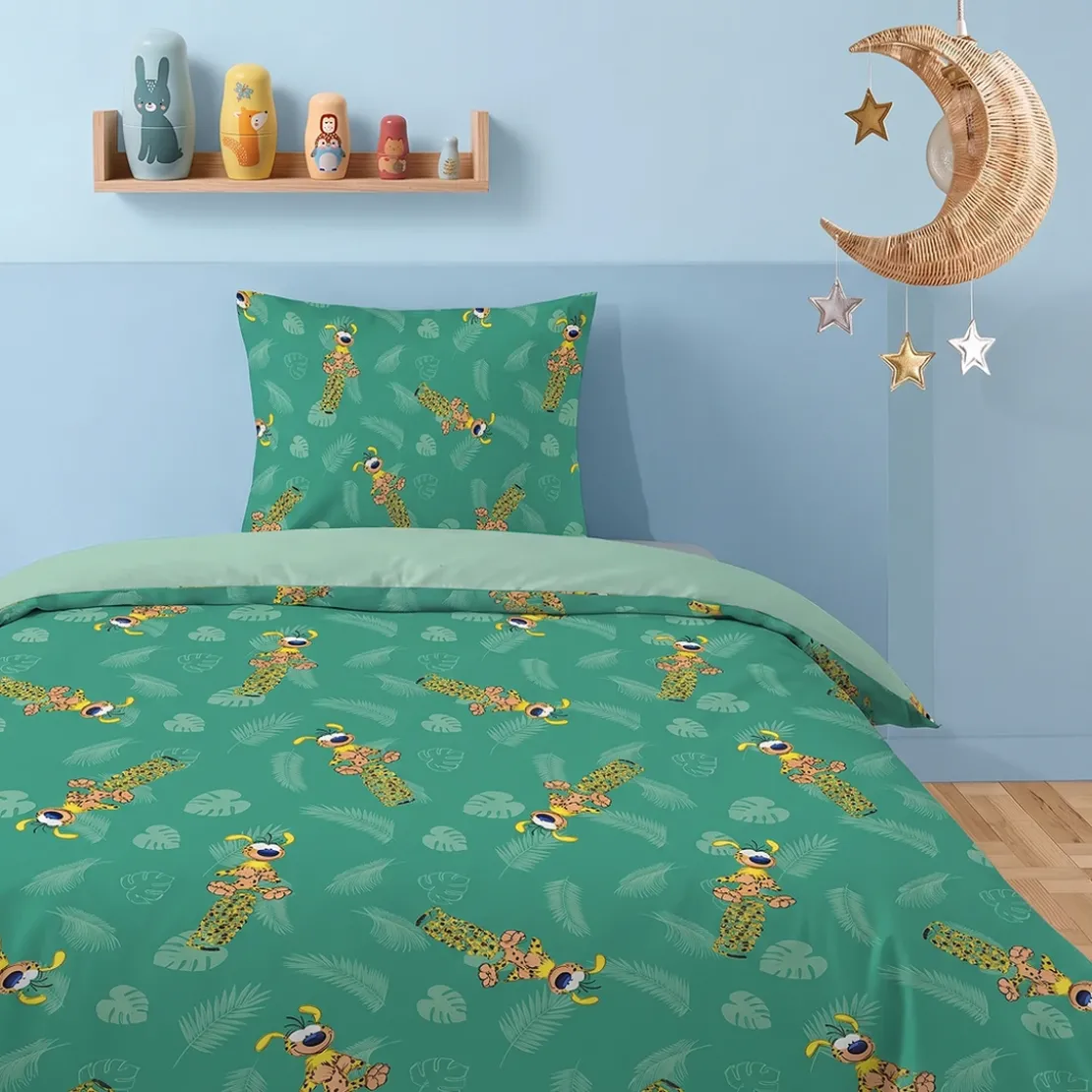 AymaxParure housse de couette enfant mixte MARSUPILAMI vert clair réversible en polycoton 140x200 cm + taie