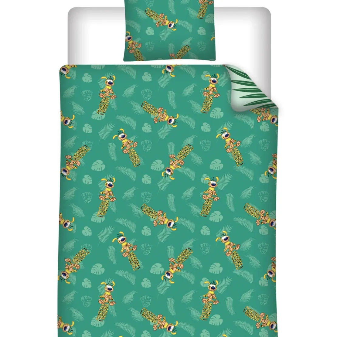 AymaxParure housse de couette enfant mixte MARSUPILAMI vert clair réversible en polycoton 140x200 cm + taie