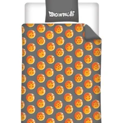AymaxParure housse de couette garçon DRAGON BALL Z gris réversible en polycoton 140x200 cm + 1 taie